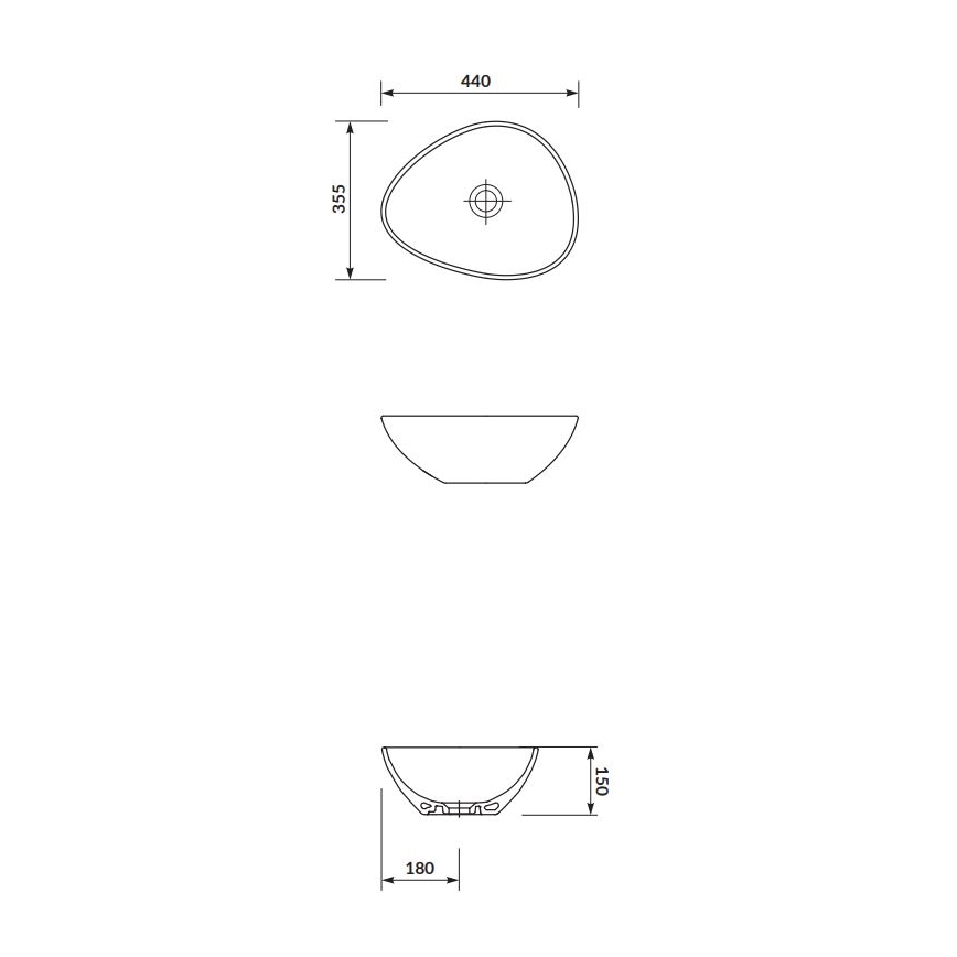 Lavoar pe blat Cersanit K116-051 MODUO 35,5x44 cm ceramică/alb lucios