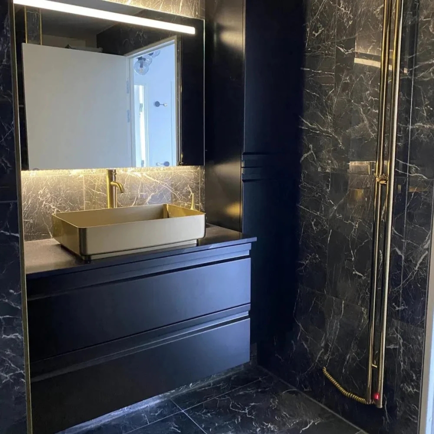 BATH DELUXE 06-052-18-70-00 - Lavoar LJORDAL 52x34 cm pentru montaj pe blat, oțel inoxidabil/alamă periată