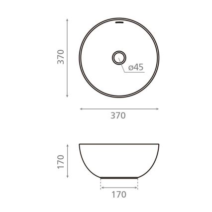 Lavoar pentru blat BARI Ø 37 cm, porțelan, alb - Bathco 4131