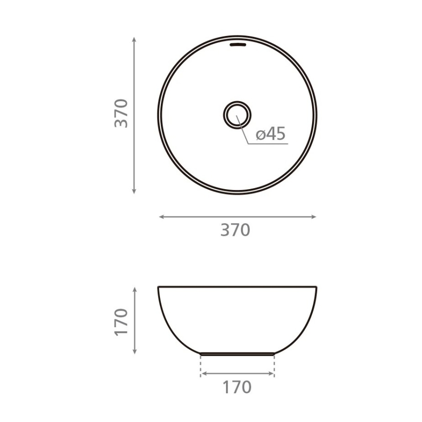 Lavoar pentru blat BARI Ø 37 cm, porțelan, alb - Bathco 4131