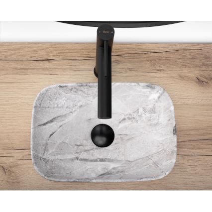 Lavoar pentru blat BELINDA MINI 25 x 36 cm ceramică/gri/imitație de piatră - REA-U3321