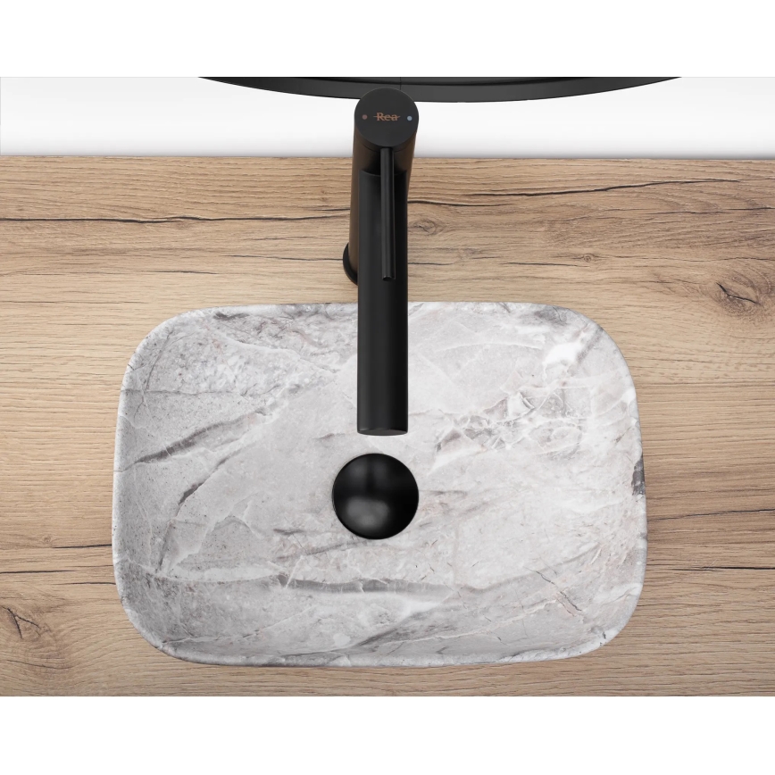 Lavoar pentru blat BELINDA MINI 25 x 36 cm ceramică/gri/imitație de piatră - REA-U3321