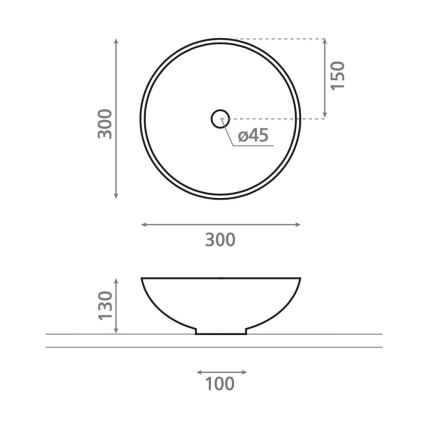 Lavoar pentru blat DAKAR Ø 30 cm, porțelan, alb - Bathco 4914