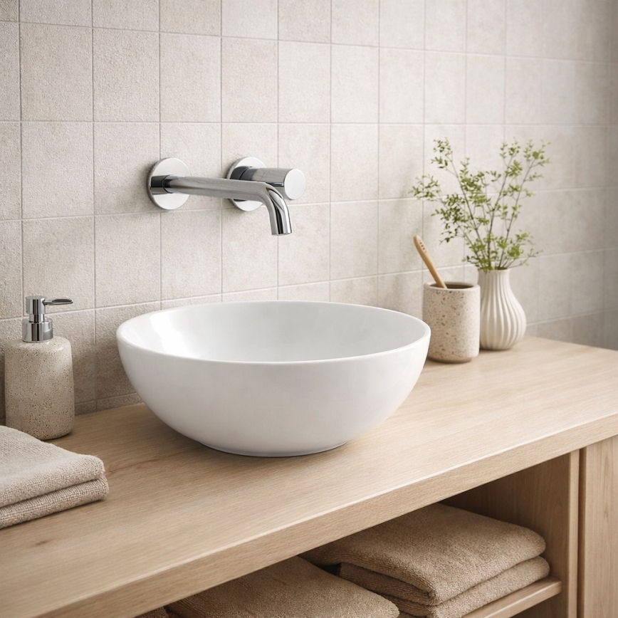 Lavoar pentru blat DAKAR Ø 30 cm, porțelan, alb - Bathco 4914