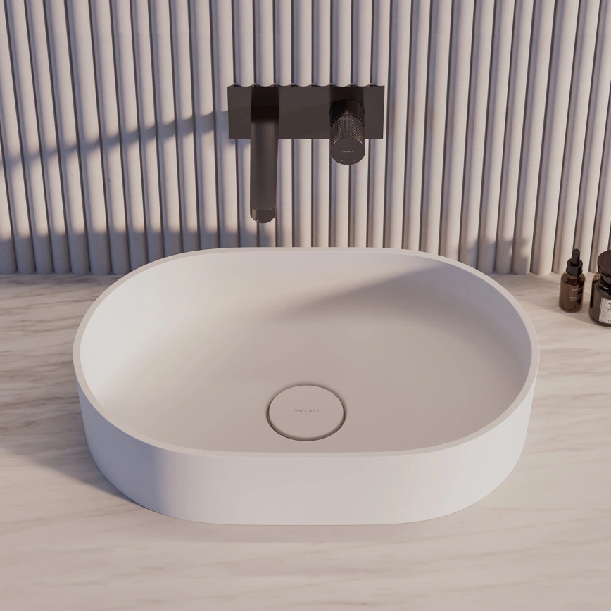 Lavoar pentru blat OVO 55x36 cm, dolomit, alb mat - OMNIRES OVOUNBM