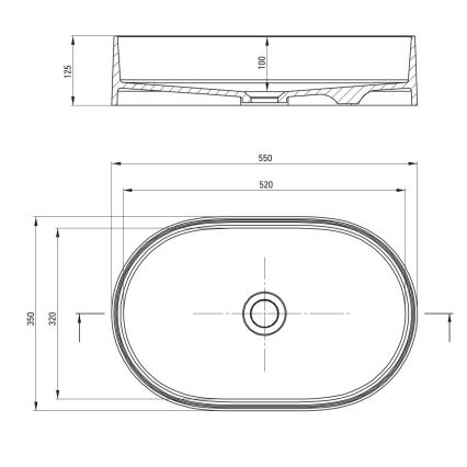 Lavoar pentru blat SILIA 35 x 55 cm, granit, negru - Deante CQS_NU6S