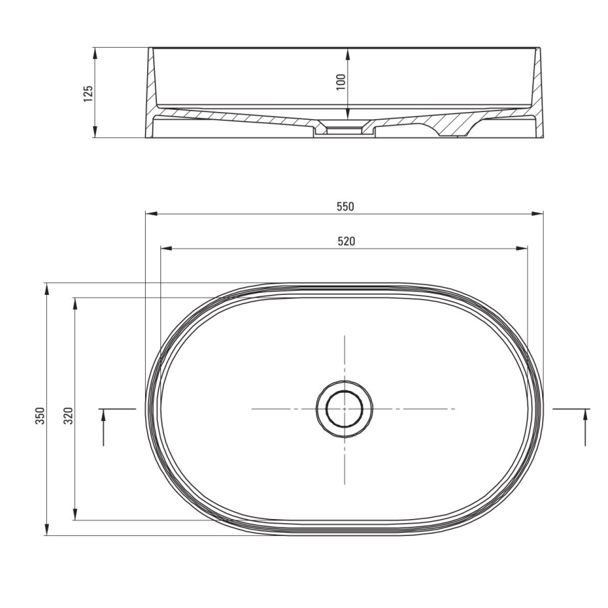 Lavoar pentru blat SILIA 35 x 55 cm, granit, negru - Deante CQS_NU6S