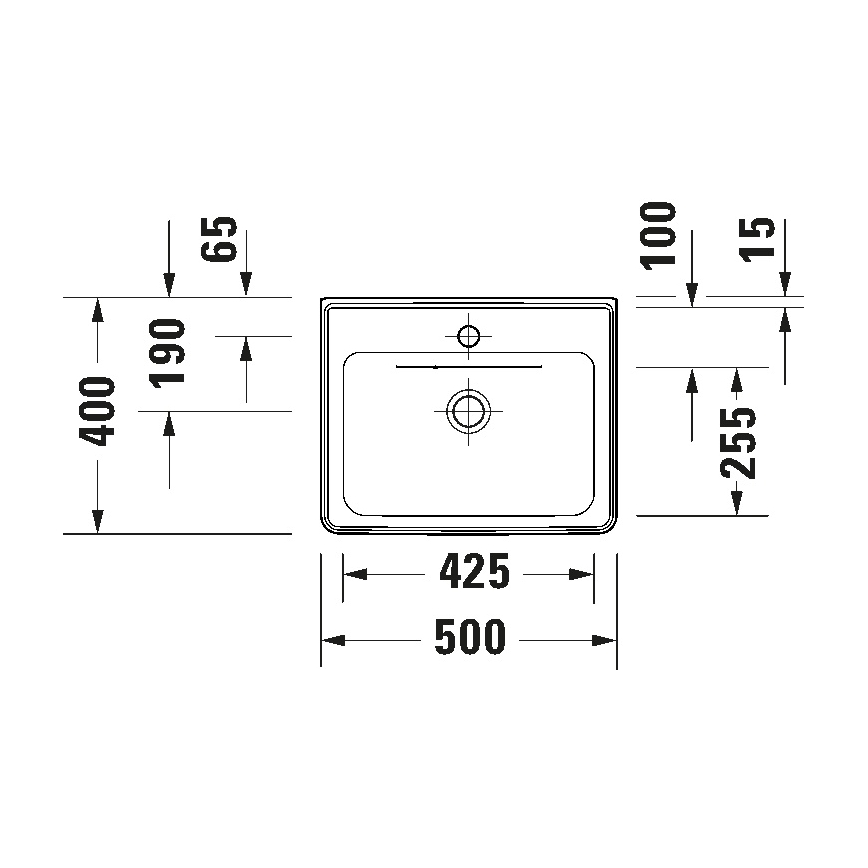 Lavoar suspendat Duravit D-NEO 742500060, 50 x 40 cm, ceramică, alb lucios
