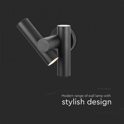 Aplica LED flexibilibilă de perete pentru exterior, 2xLED/3W/230V, 4000K, IP44, negru