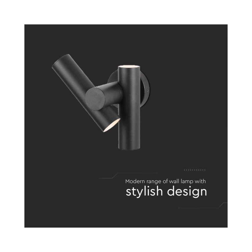 Aplica LED flexibilibilă de perete pentru exterior, 2xLED/3W/230V, 4000K, IP44, negru