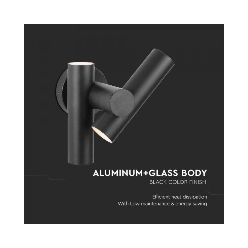 Aplica LED flexibilibilă de perete pentru exterior, 2xLED/3W/230V, 4000K, IP44, negru