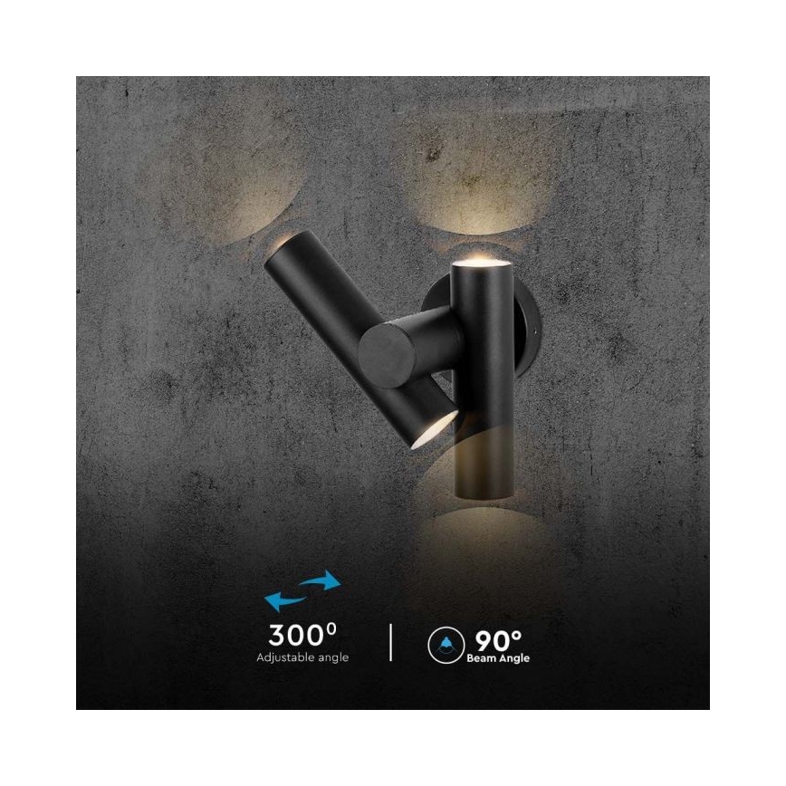 Aplica LED flexibilibilă de perete pentru exterior, 2xLED/3W/230V, 4000K, IP44, negru