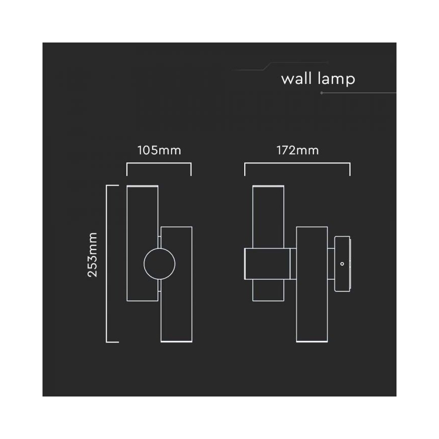 Aplica LED flexibilibilă de perete pentru exterior, 2xLED/3W/230V, 4000K, IP44, negru