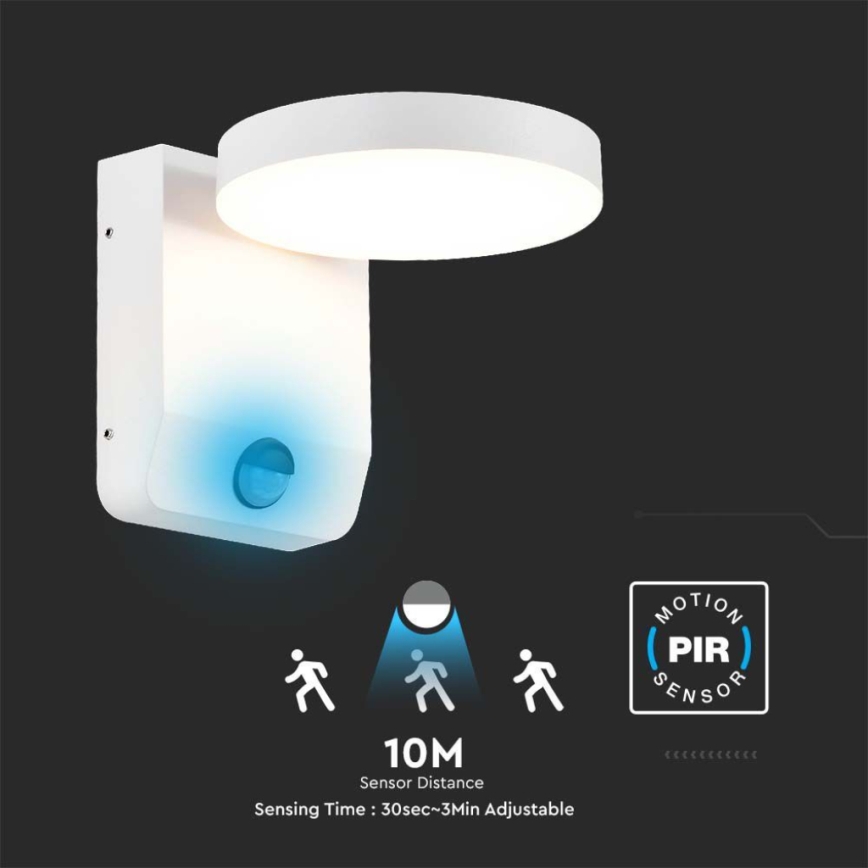 LED Aplica flexibilă de perete pentru exterior cu senzor LED/17W/230V IP65 3000K alb