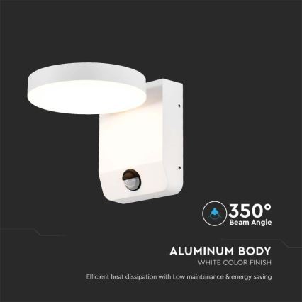 LED Aplica flexibilă de perete pentru exterior cu senzor LED/17W/230V IP65 3000K alb