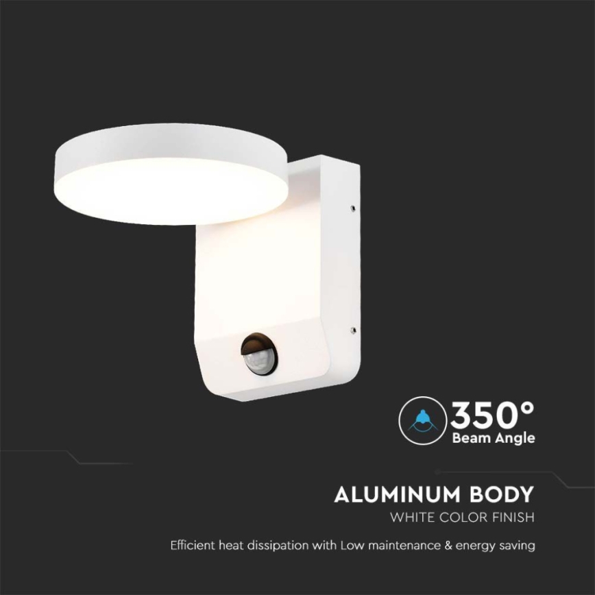 LED Aplica flexibilă de perete pentru exterior cu senzor LED/17W/230V IP65 3000K alb