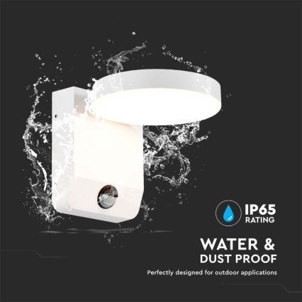 LED Aplica flexibilă de perete pentru exterior cu senzor LED/17W/230V IP65 3000K alb
