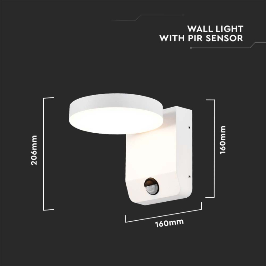LED Aplica flexibilă de perete pentru exterior cu senzor LED/17W/230V IP65 3000K alb
