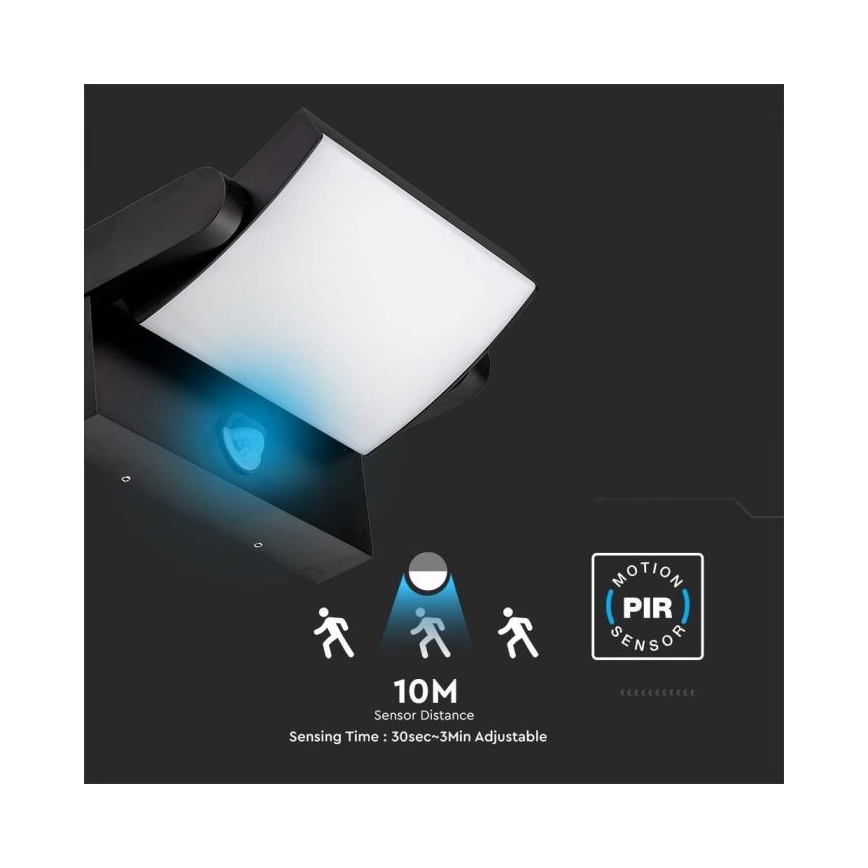 Aplica de perete LED pentru exterior cu senzor LED/17W/230V 3000K IP65 negru