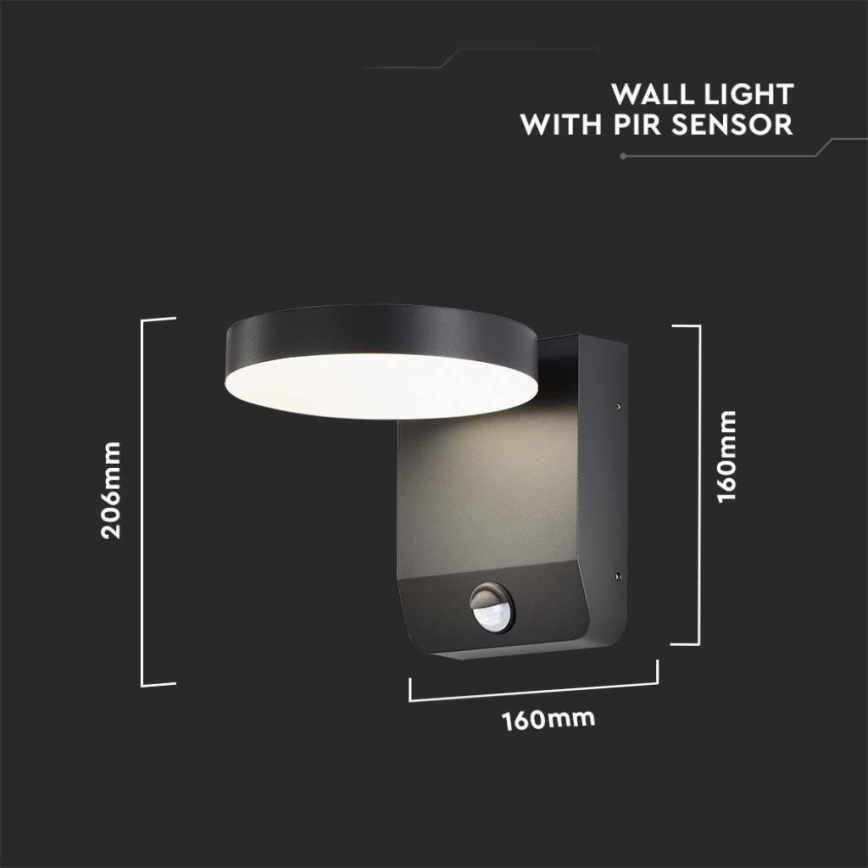 Aplica LED flexibilă de perete pentru exterior cu senzor LED/17W/230V IP65 3000K negru