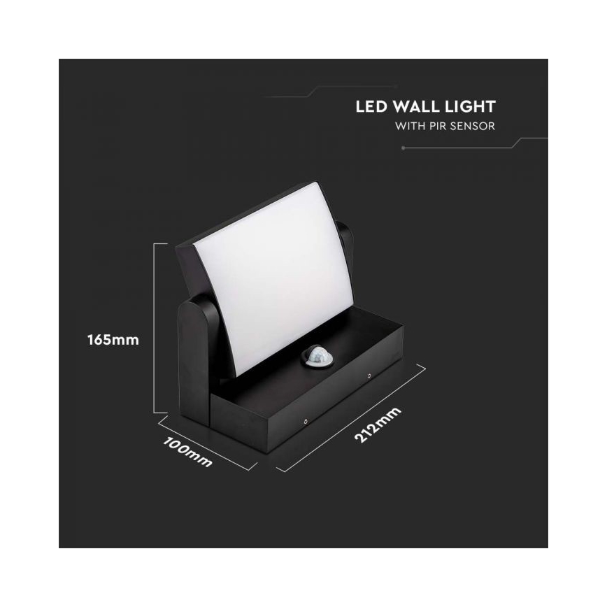 Aplica de perete LED pentru exterior cu senzor LED/17W/230V 4000K IP65 negru