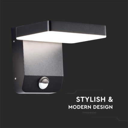 LED Lampă flexibilă de perete pentru exterior cu senzor LED/17W/230V IP65 4000K negru