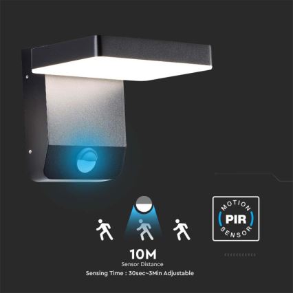 LED Lampă flexibilă de perete pentru exterior cu senzor LED/17W/230V IP65 4000K negru