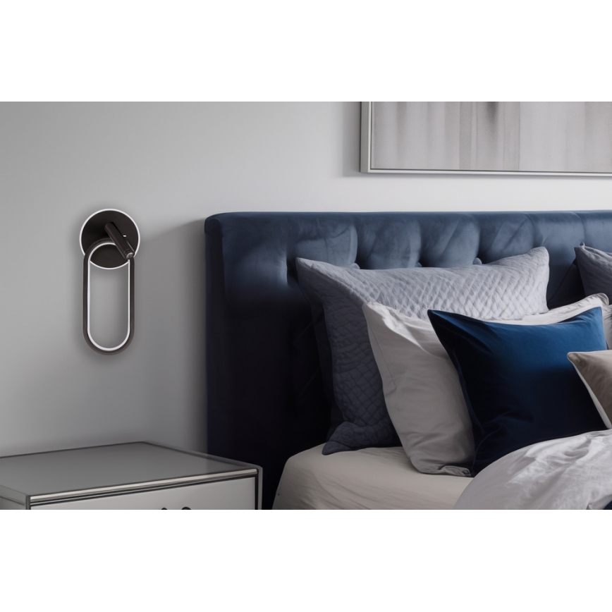 Aplica de perete LED MONET LED/13W/230V + LED/2W 3000/4000/6000K negru