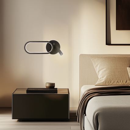 Aplica de perete LED MONET LED/13W/230V + LED/2W 3000/4000/6000K negru