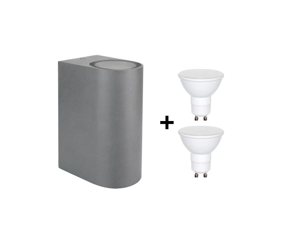 LED Aplică perete exteruor TORRE 2xGU10/6W/230V IP54 gri