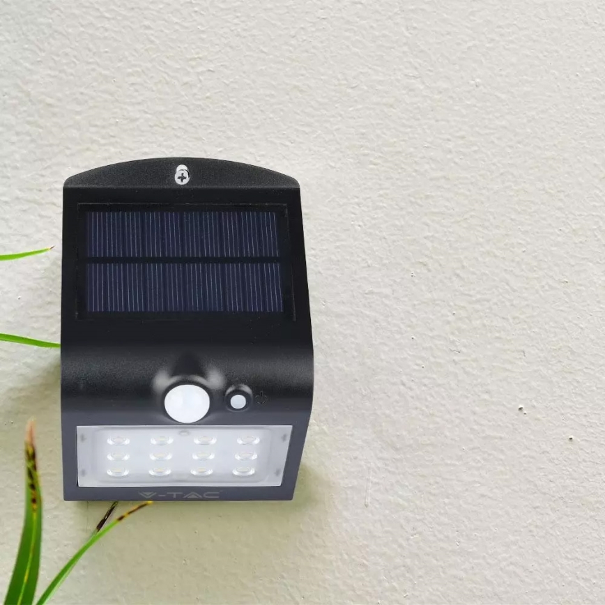LED Aplică perete solară cu senzor LED/1.5W/3,7V IP65 negru