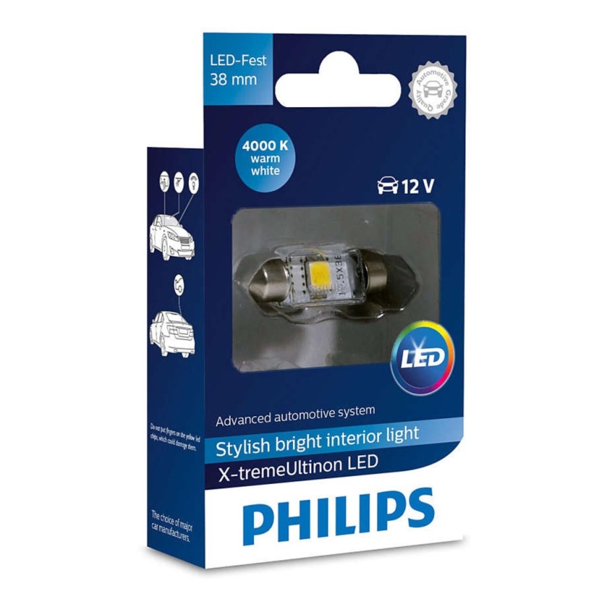 LED Bec auto Philips X-TREME ULTINON 128584000KX1 LED SV8.5-8/0,8W/12V 4000K