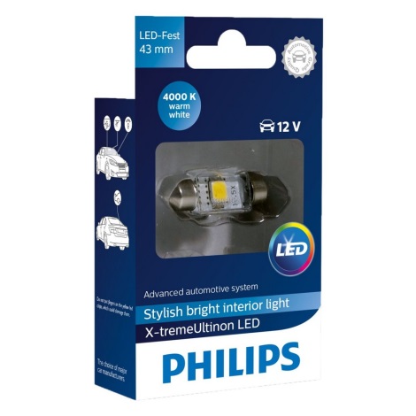LED Bec auto Philips X-TREME VISION 129454000KX1 C5W SV8,5/1W/12V 4000K