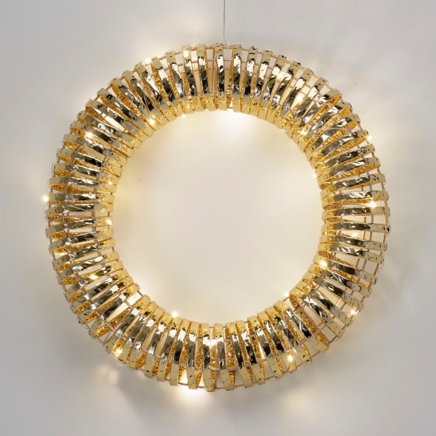 LED Coroniță de Crăciun 30xLED/3xAA Ø 40 cm alb cald coroniță/aurie