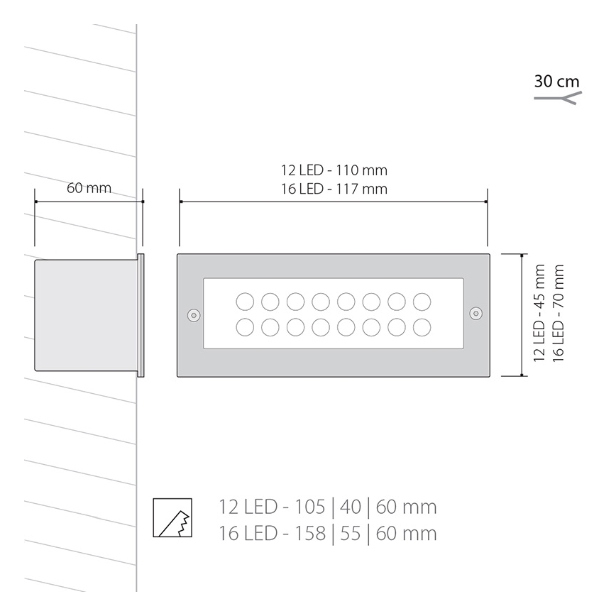 Panlux ID-A04B/S - Corp de iluminat LED exterior INDEX 16 LED 1x16LED/1W/230V