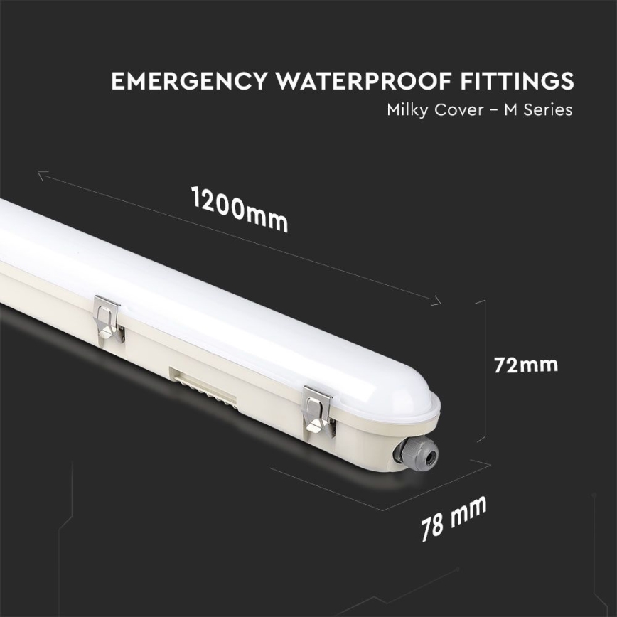 Corp de iluminat tehnic LED cu tub fluorescent și modul de urgență EMERGENCY LED/36W/230V 6500K 120cm IP65