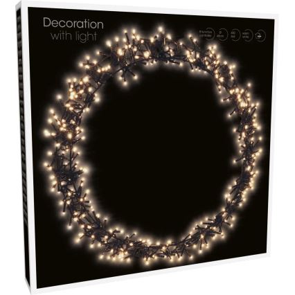 Decorațiune LED de exterior pentru Crăciun 500xLED/230V 8 funcții Ø 58 cm IP44 alb cald coroană/negru