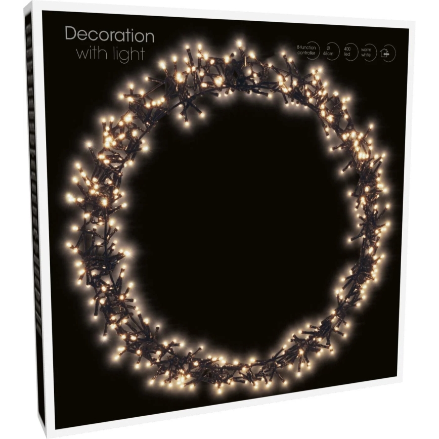 Decorațiune LED de exterior pentru Crăciun 500xLED/230V 8 funcții Ø 58 cm IP44 alb cald coroană/negru