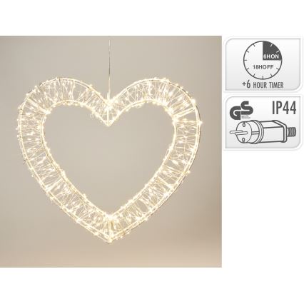 LED Decorațiune de Crăciun pentru exterior 500xLED/6W/230V 36 cm IP44 alb cald inimă/alb