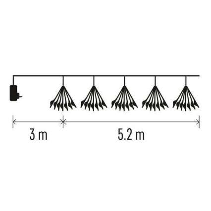 LED Ghirlandă de Crăciun 300xLED 5,2+3 m alb cald