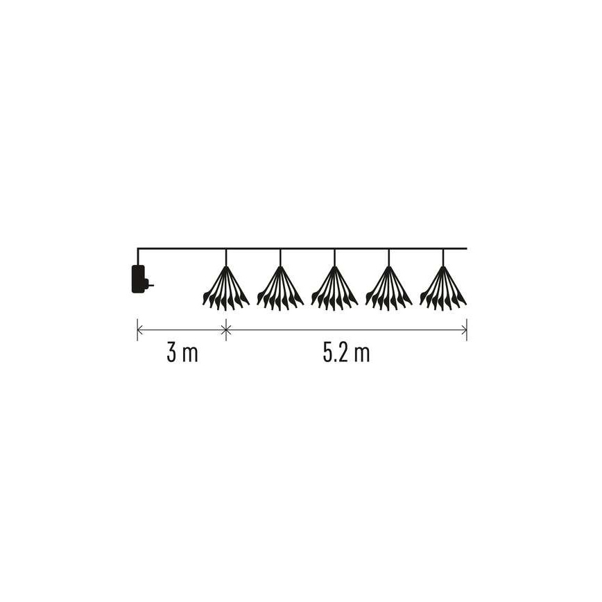 LED Ghirlandă de Crăciun 300xLED 5,2+3 m alb cald