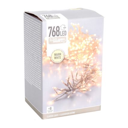 LED Ghirlandă de Crăciun pentru exterior 768xLED/230V/8 funcții 8,5 m IP44 alb cald