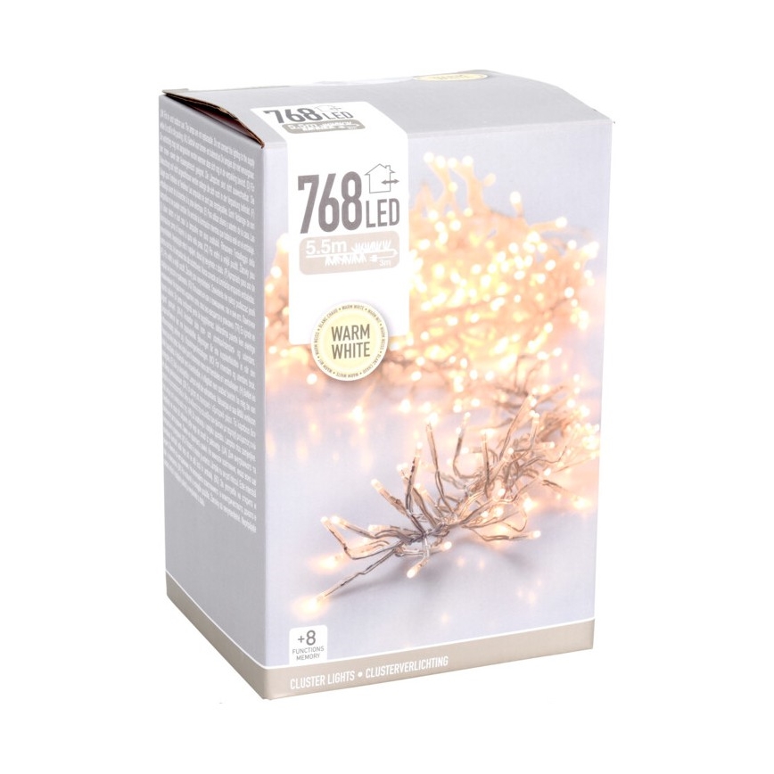 LED Ghirlandă de Crăciun pentru exterior 768xLED/230V/8 funcții 8,5 m IP44 alb cald