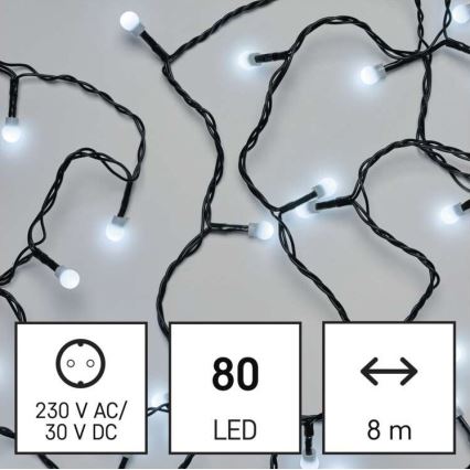 LED Ghirlandă de Crăciun pentru exterior 80xLED/13m IP44 alb rece