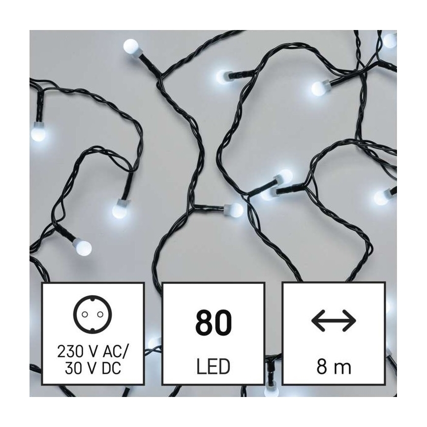 LED Ghirlandă de Crăciun pentru exterior 80xLED/13m IP44 alb rece