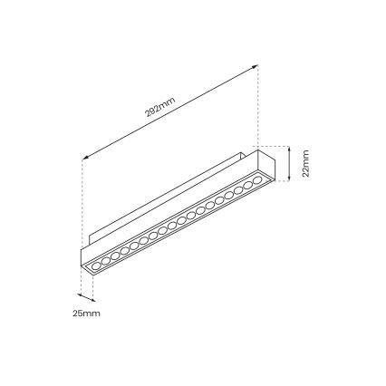 Corp de iluminat LED pentru sistemul de șine MAGNETIC TRACK LED/18W/48V 4000K