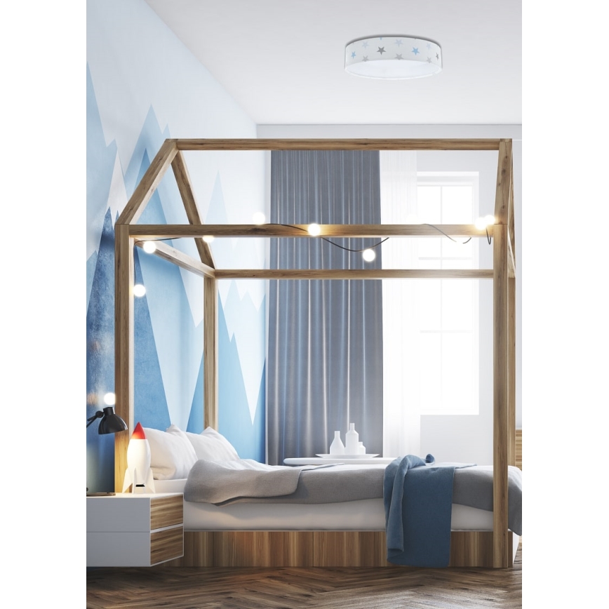 Lumină de plafon LED reglabilă pentru copii SMART GALAXY KIDS LED/24W/230V 3000-6500K stele alb/gri/albastru + telecomandă