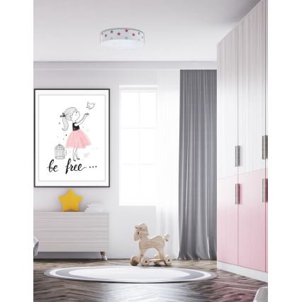 Lumină de plafon LED reglabilă pentru copii SMART GALAXY KIDS LED/24W/230V 3000-6500K stele alb/roz/gri + telecomandă