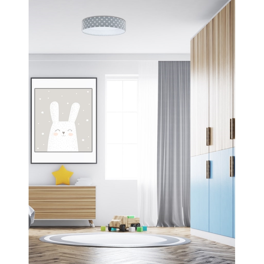 Lumină de plafon LED reglabilă pentru copii SMART GALAXY KIDS LED/24W/230V 3000-6500K stele gri/alb + telecomandă