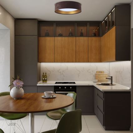 Lumină de plafon LED reglabilă SMART GALAXY LED/36W/230V diametru 55 cm 2700-6500K Wi-Fi Tuya maro/auriu + telecomandă